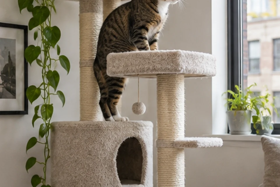 Everyday setting for cat furniture for apartments