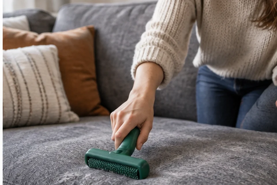 Everyday setting for pet hair cleanup tools for sofas and cars