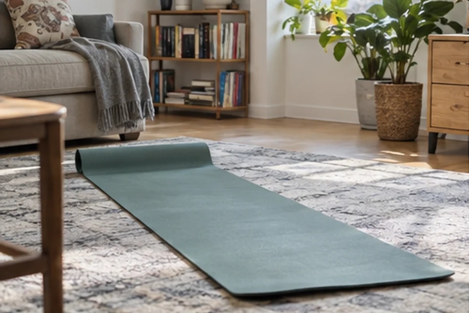 Everyday setting for yoga mats for small living rooms